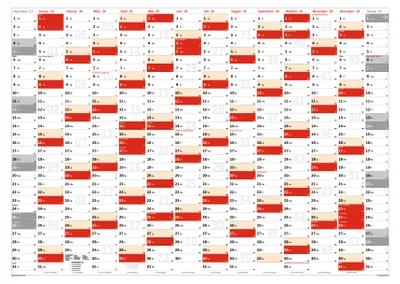 Produktbild von XXL Wandkalender DIN A0 2028 (rot2) große Tageskästchen (Kalender werden gerollt versendet)
