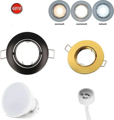 Obrázok produktu pre Zapustené bodové svietidlo GU10 35° otočné Ø80 mm vyvŕtaný otvor hliník vrátane GU10 5W studená biela 350 lumenová LED žiarovka zlatá okrúhla