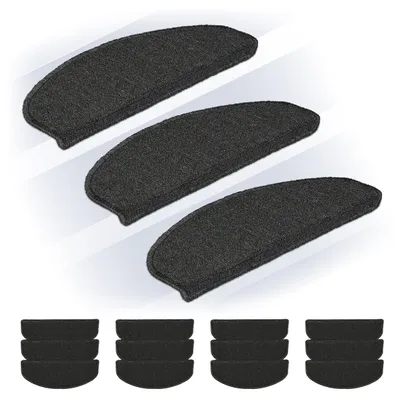 Treppenmatten Set 15er, selbstklebend, 65x24 cm, dunkelgrau