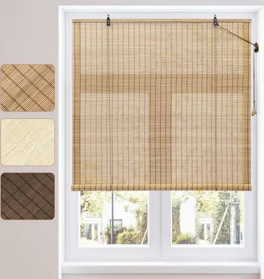 Produktbild von WOLTU Bambusrollo Sonnenschutz Sichtschutz, Seitenzugrollo Lichtfilter Belüftung, Braun, 60X220cm(BxH)
