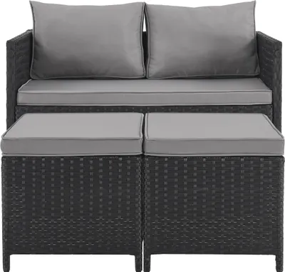 Produktbild von SVITA ATHINA Sitzgruppe Outdoor Gartenmöbel Set Balkonmöbel Polyrattan Schwarz