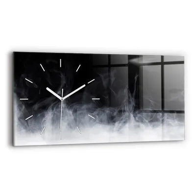 Produktbild von Wallfluent Wanduhr – Stilles Quarzuhrwerk - Uhr Dekoration Wohnzimmer Schlafzimmer Küche - Zifferblatt mit Strichen - weiße Zeiger - 60x30 cm - Rauch