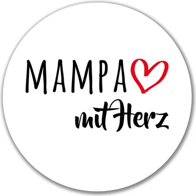 Produktbild von Huuraa Aufkleber MAMPA mit Herz 10cm rund Sticker Geschenkidee