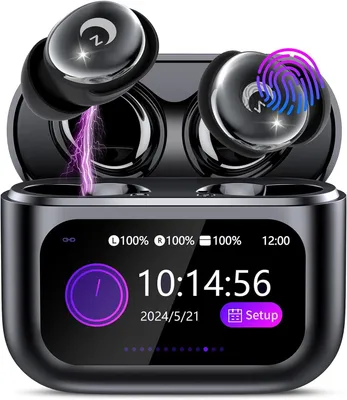 Obrázok produktu pre Bluetooth slúchadlá, mini verzia, výdrž až 48 hodín, Bluetooth s dotykovým ovládaním, farba: čierna