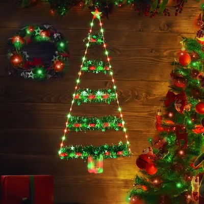 LED-Kerzenbaum-Lichterkette 81 cm, batteriebetrieben, Timer, 8 Modi, grün/rot