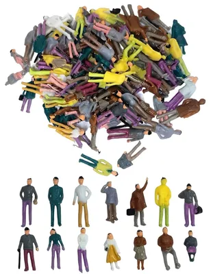 Miniaturfiguren 1:75, 100 Stück, bemalte Kunststofffiguren für Modellbau