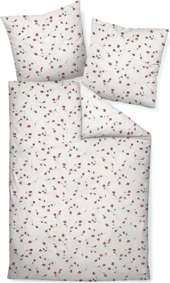 A set of bedding with a floral pattern.
