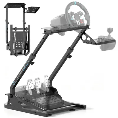 Produktbild von Lenkradständer, Klappbarer Höhenverstellbarer Rennlenkradständer, Renncockpit Simulator Halterung, Lenkrad, Pedale und Getriebehebel nicht Enthalten