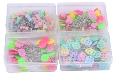 Produktbild von Blumenkopf-Stecknadeln, 300 Stück, Einfädelhilfe für Näh- und Quiltingprojekte