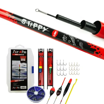 Produktbild von Fish-Xpro Festes Angelruten-Set 4m– Teleskoprute – Weißfisch-Set – Angelset – Posen-Set – Aufbewahrungsbox – Geschirre – 29-teilig