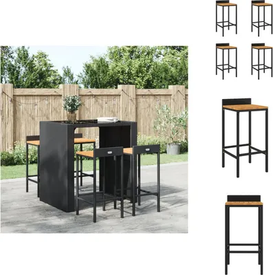 Produktbild von vidaXL Barhocker 4 Stk. Schwarz Poly Rattan und Massivholz Akazie -  Barhocker