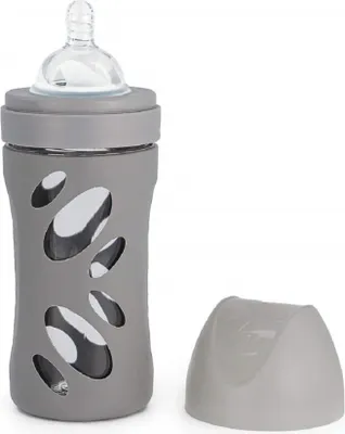 Image de Biberon Twistshake en verre 260 ml - Tétine anti-coliques pour bébés de 2 mois et plus Gris