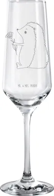 Produktbild von Mr. & Mrs. Panda Glas Igel Blumen - Transparent - Geschenk, Genesungswünsche, Sektglas graviert, Besuch, Geschenkglas, Gute Besserung, Lustige Sprüche, Sektflöte, krank