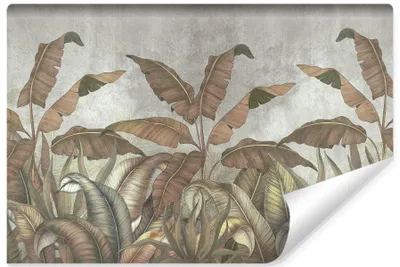 Produktbild von Muralo Selbstklebende Fototapete tropische BLÄTTER Pflanzen Beton Retro Stil Br. 368cm x Hö. 254cm