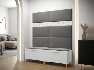 Obrázek produktu pro Stěna do předsíně s čalouněnými panely ANDORA 2 - bílá / šedá