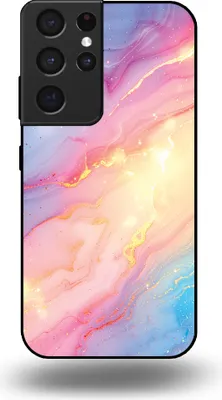 Produktbild von Smartphonica Telefon Fall geeignet für Samsung Galaxy S21 Ultra mit Regenbogen Glitter Marmor Print - TPU Backcover Fall Regenbogen Glitter Marmor Design