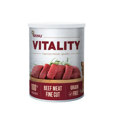Produktbild von Akinu VITALITY Hovězí jemně krájená svalovina konzerva pro psy 400 g