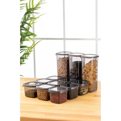 Immagine prodotto di Hermia Concept, BNMPEGYAS12-517V2, set di contenitori (12 pezzi), 100 % PLASTICA, antracite, 10 x 10 x 9,5 cm