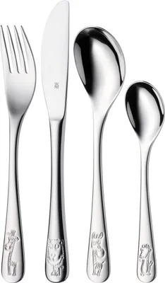 Produktbild von WMF Safari Kinderbesteck, 4-teilig, ab 3 Jahren, Cromargan Edelstahl poliert, spülmaschinengeeignet