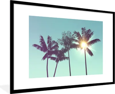 Produktbild von MuchoWow® Gerahmtes Poster Palmen - Sommer - Sonne 90x60 cm - Poster mit Schwarzem Bilderrahmen Wandposter Rahmen Foto Bilder - Wanddekoration - Fotos
