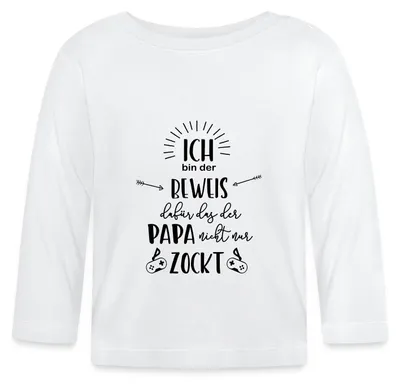Produktbild von Spreadshirt Der Beweis Dass Der Papa Nicht Nur Zockt Baby Langarm Shirt, 12-18 Monate, Weiß