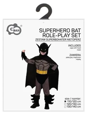 Immagine prodotto di Costume da supereroe per bambini, "Pipistrello", taglia 110/120 cm - Godan