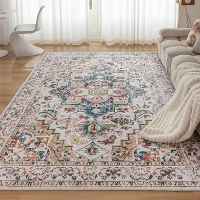 Produktbild von Maschinenwaschbarer Vintage Oriental Boho Teppich für Wohnzimmer und Schlafzimmer