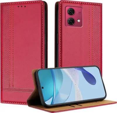 Produktbild von Handyhülle für Motorola Moto G84 Leder Flip Klappbare Schutzhülle mit Standfunktion Rot