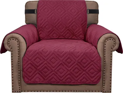 Produktbild von (1-Sitzer, Rot) wasserabweisend Sofabezug, rutschfester Couchbezug mit elastischem Riemen, Sesselbezug, weicher, gesteppter Sitz für Hunde und Haustiere