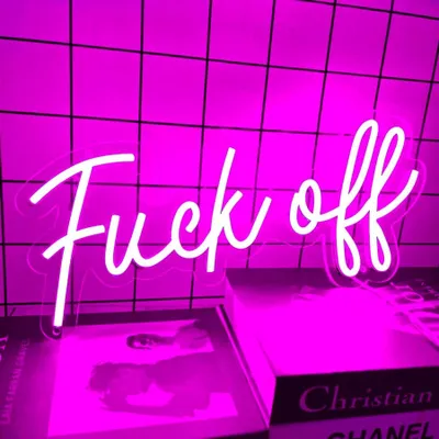 Image de Lumière LED NEON, luminaire mural décoratif, Fuck off, rose, env. 44 x 20 cm