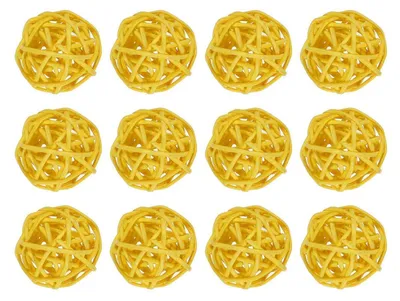 Immagine prodotto di Sfere decorative in rattan, colore giallo, diametro 3 cm, confezione da 12 pezzi