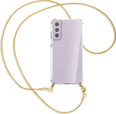Produktbild von Handykette Backcover-Schutzhülle mit Band (Metall goldfarben) für Samsung Galaxy S21 FE - goldfarbene Kette Snake