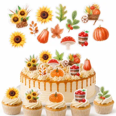 95 eetbare Herbst-Tortendekorationen aus Waffelpapier