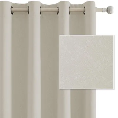 Image de Ensemble de 2 rideaux occultants thermiques, couleur beige, dimensions 140 x 225 cm