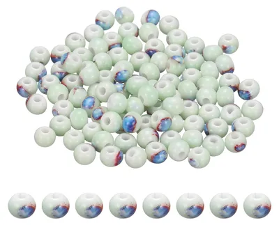 Keramikperlen, 100 Stück, 6 mm, bunt, rund, für Schmuck & DIY