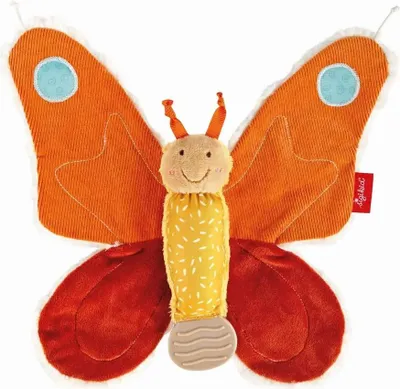 Immagine prodotto di sigikid PlayQ Aktiv Schmetterling, Greifling, Greifspielzeug, Knisterfolie, Polyester, Orange, 43333