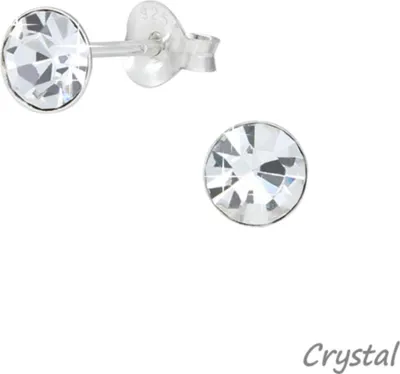 Produktbild von Kristall Ohrstecker rund: 925 Silber Ohrringe „Solitär“ 5 mm Crystal