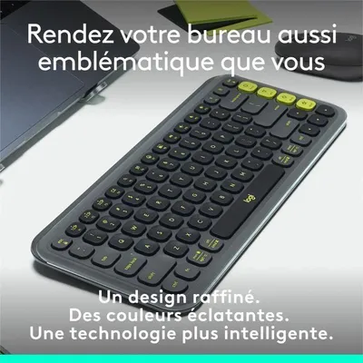 Immagine prodotto di Tastiera wireless Logitech Pop Icon Keys, AZERTY, grafite, Bluetooth, compatibile con Windows/macOS/Chrome OS/Linux