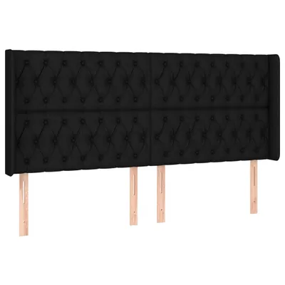 Produktbild von vidaXL Kopfteil mit Ohren Schwarz 203x16x118/128 cm Stoff