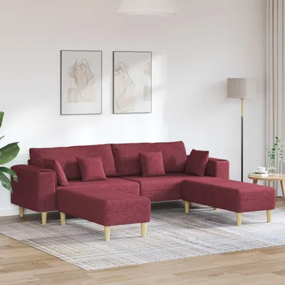 Imagen del producto de vidaXL Sofá de 3 plazas, color burdeos, tapizado en tela