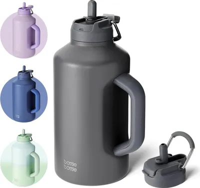 Immagine prodotto di Borraccia isolata con cannuccia, acciaio inox sottovuoto, 1,8 l, grigio