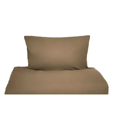 Productafbeelding van Effen beddengoedsets voor eenpersoons- en tweepersoonsbedden, 100% katoen, bruin, 155x200 cm