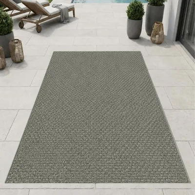 Productafbeelding van Modern vloerkleed, groen, gevlochten structuur, geschikt voor binnen en buiten, afmetingen: 140 x 200 cm