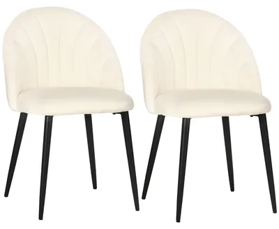 Imagen del producto de Sillón - Silla - Silla de comedor - Sillón de relax - Silla de terciopelo - Juego de 2 - Terciopelo color crema