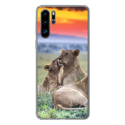 Produktbild von MuchoWow® Handyhülle Schutzhülle Hülle für Huawei P30 Pro Löwen bei Sonnenaufgang Silikon Softcase Handy Hülle - Schutzdeckel