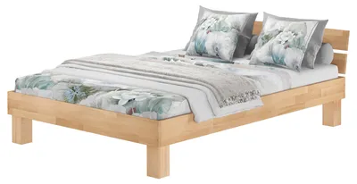 Produktbild von Ehebett Buche natur 160x200 Doppelbett Massivholz Holzbett Zubehör wählbar V-60.80-16ohne Zubehör