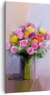 Produktbild von Bild auf Leinwand - Leinwandbild - Einteilig - Blumen Vase Grafiken - 65x120cm - Wand Bild - Wanddeko - Wandbilder - Leinwanddruck - Bilder - Wanddekoration - Leinwand bilder - PA65x120-4207