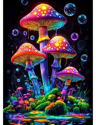 Produktbild von Diamond Painting Set Erwachsene Fantasiepilz 5D Bastelset Wanddeko 30x40 cm blue#081