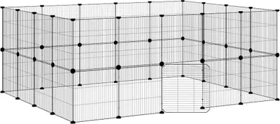 Obrázek produktu pro vidaXL 36dílná klec pro domácí mazlíčky s dvířky černá 35x35 cm ocelová