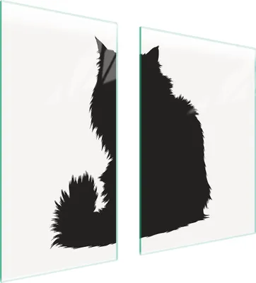 Produktbild von Herdabdeckplatten 2 teilig 75x52 Glaskeramikkochfeld Abdeckung Glas Schneidebrett Katze Weiß